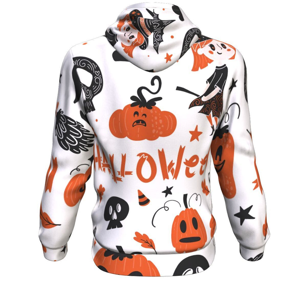 Ghost, Cat, Skulls, Bats With Halloween Hoodie Over Print - shirtskishirt