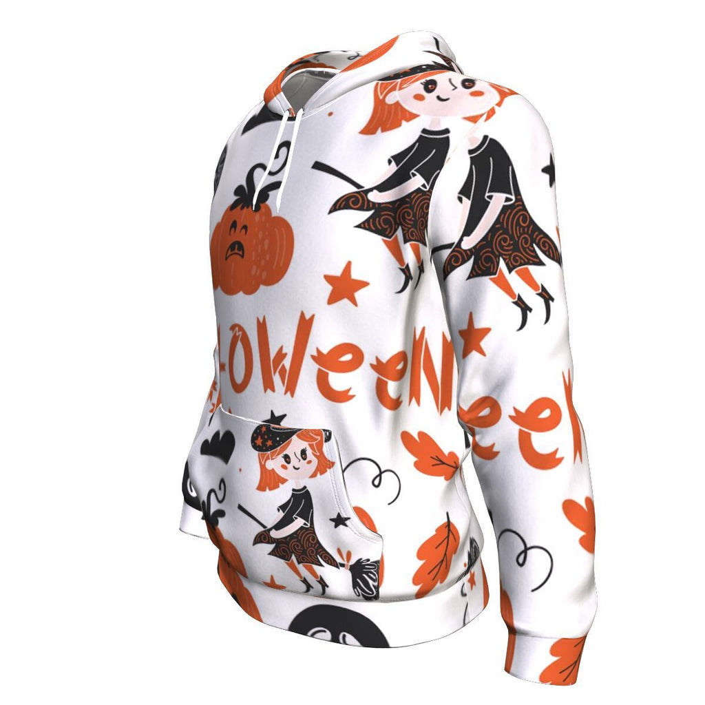 Ghost, Cat, Skulls, Bats With Halloween Hoodie Over Print - shirtskishirt