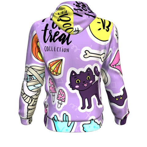 Image of Cartoon Doodle Cute Ghosts And Pumpkins Halloween Hoodie Over Print - shirtskishirt