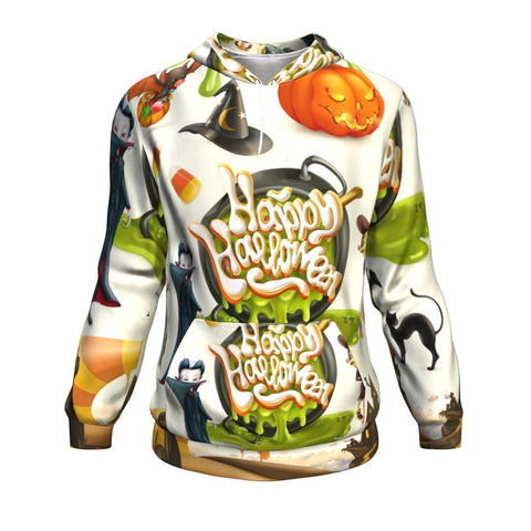 Image of Set Of Cartoon Characters And Objects Party Halloween Hoodie Over Print - shirtskishirt