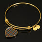 Caledonia Ancient Scottish Clan Tartan Bracelet Bangle Heart Jewelry Shine On Bangle Heart