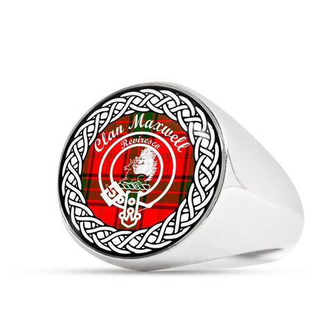 Image of Maxwell Crest Clan Tartan Ring Scottish