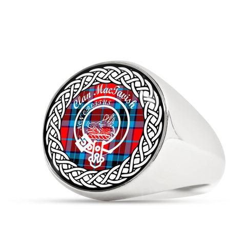 Image of MacTavish Crest Clan Tartan Ring Scottish