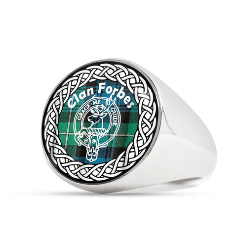 Image of Forbes Crest Clan Tartan Ring Scottish