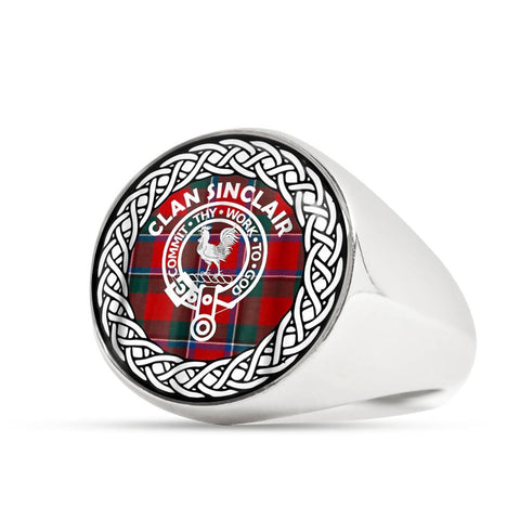 Image of Sinclair Crest Clan Tartan Ring Scottish