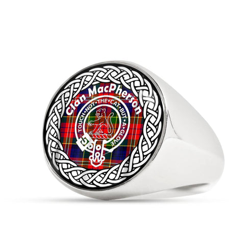 Image of MacPherson Crest Clan Tartan Ring Scottish