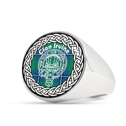 Image of Irvine Crest Clan Tartan Ring Scottish