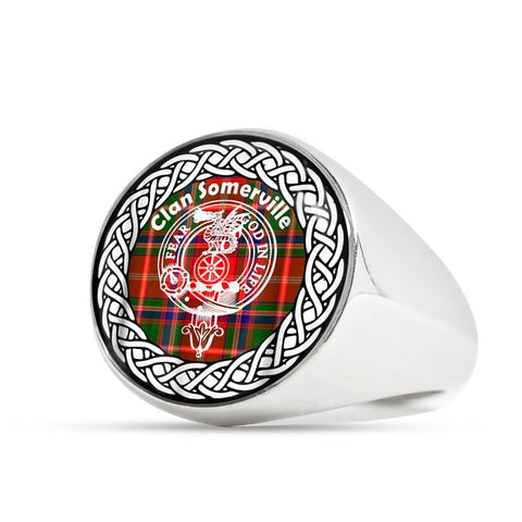 Image of Somerville Crest Clan Tartan Ring Scottish