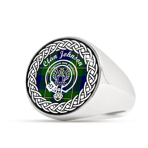 Image of Johnson Crest Clan Tartan Ring Scottish