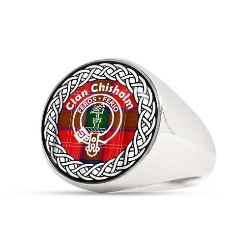 Image of Chisholm Crest Clan Tartan Ring Scottish
