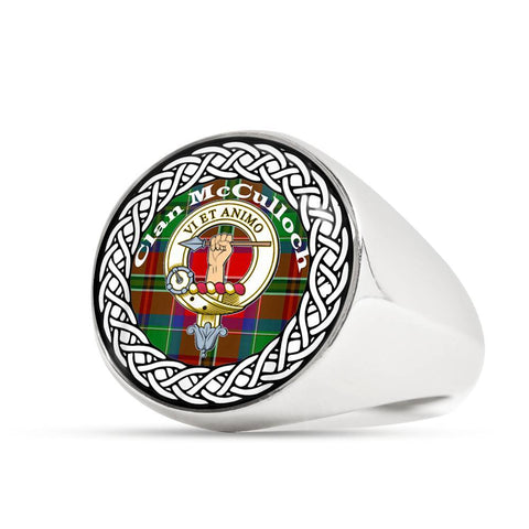 Image of McCulloch Crest Clan Tartan Ring Scottish