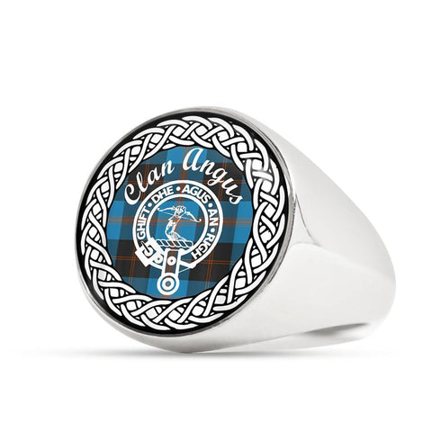 Image of Angus Crest Clan Tartan Ring Scottish
