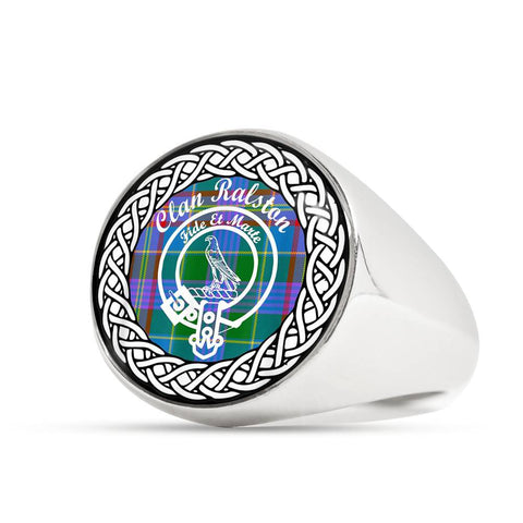 Image of Ralston Crest Clan Tartan Ring Scottish