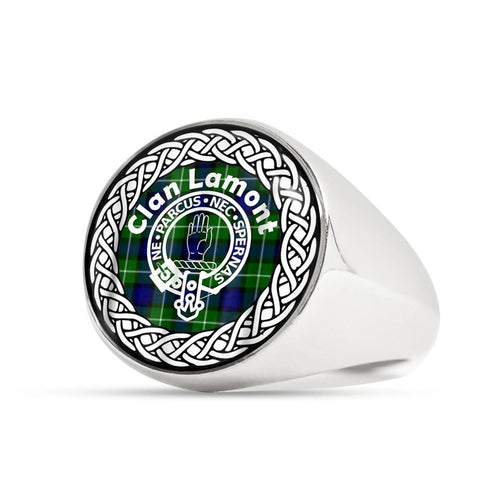 Image of Lamont Crest Clan Tartan Ring Scottish