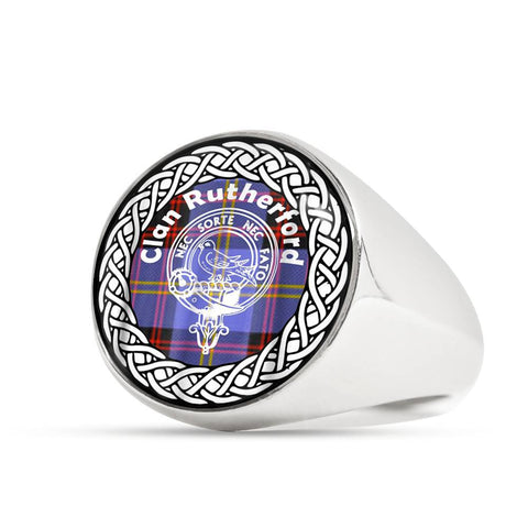 Image of Rutherford Crest Clan Tartan Ring Scottish