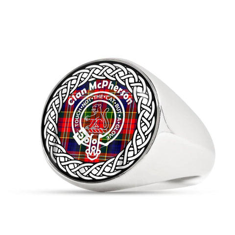 Image of McPherson Crest Clan Tartan Ring Scottish