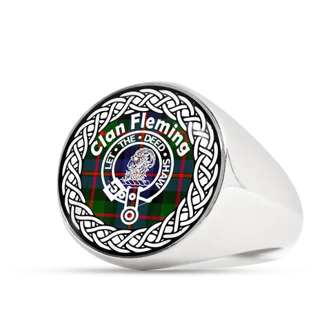 Image of Fleming Crest Clan Tartan Ring Scottish