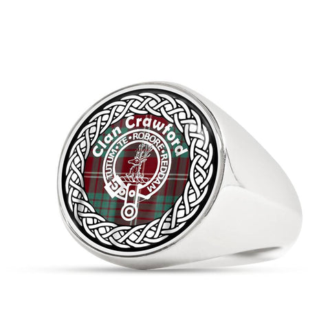 Image of Crawford Crest Clan Tartan Ring Scottish