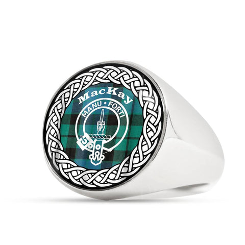 Image of MacKay Crest Clan Tartan Ring Scottish