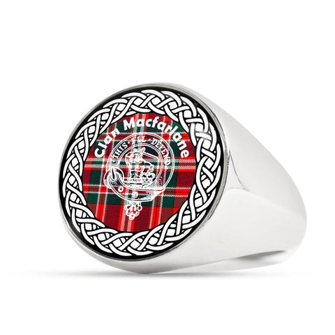 Image of Macfarlane Crest Clan Tartan Ring Scottish