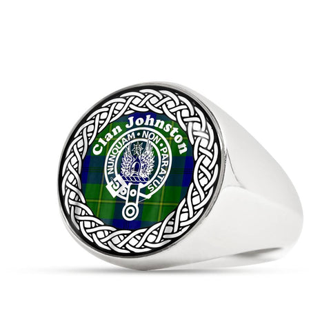 Image of Johnston Crest Clan Tartan Ring Scottish