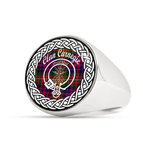 Image of Carnegie Crest Clan Tartan Ring Scottish