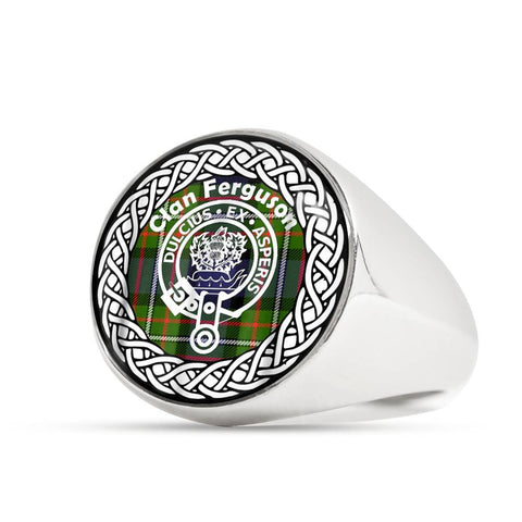 Image of Ferguson Crest Clan Tartan Ring Scottish