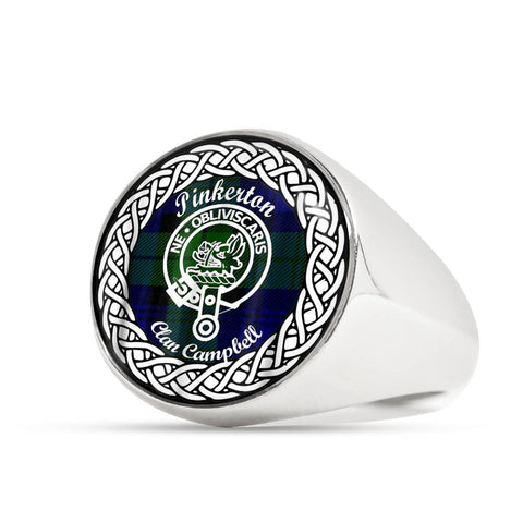 Image of Pinkerton Crest Clan Tartan Ring Scottish