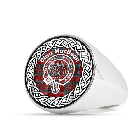 Image of MacBean Crest Clan Tartan Ring Scottish