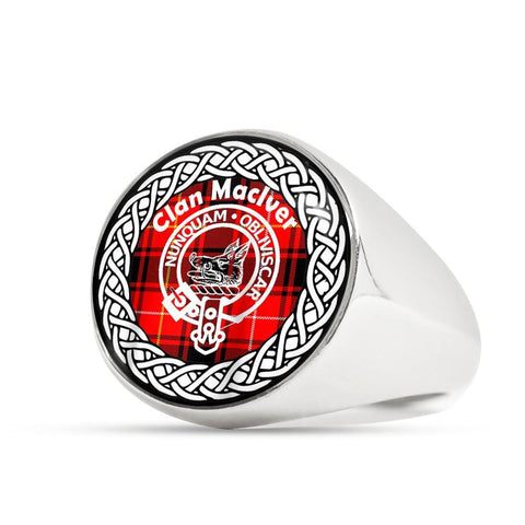 Image of Maclver Crest Clan Tartan Ring Scottish