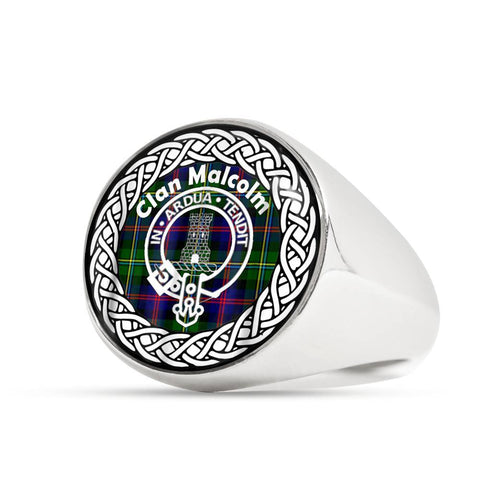 Image of Malcolm Crest Clan Tartan Ring Scottish