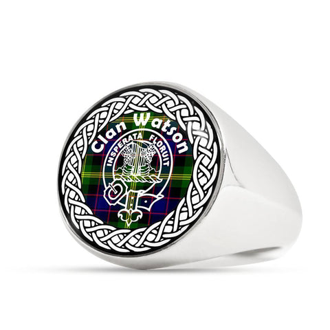 Image of Watson Crest Clan Tartan Ring Scottish