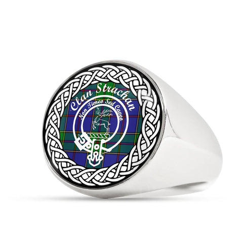 Image of Strachan Crest Clan Tartan Ring Scottish