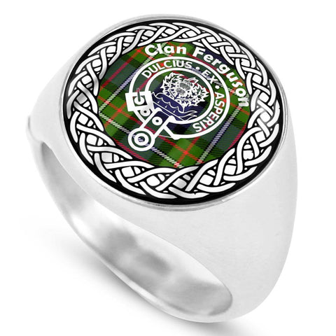 Image of Ferguson Crest Clan Tartan Ring Scottish