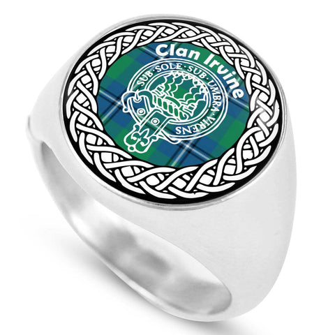 Image of Irvine Crest Clan Tartan Ring Scottish