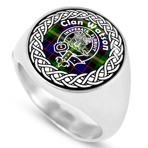 Image of Watson Crest Clan Tartan Ring Scottish