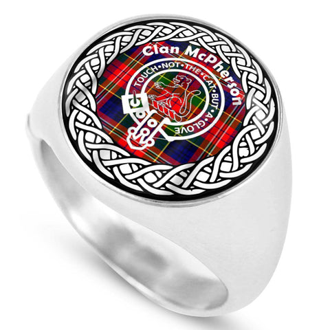Image of McPherson Crest Clan Tartan Ring Scottish