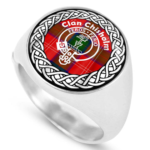 Image of Chisholm Crest Clan Tartan Ring Scottish