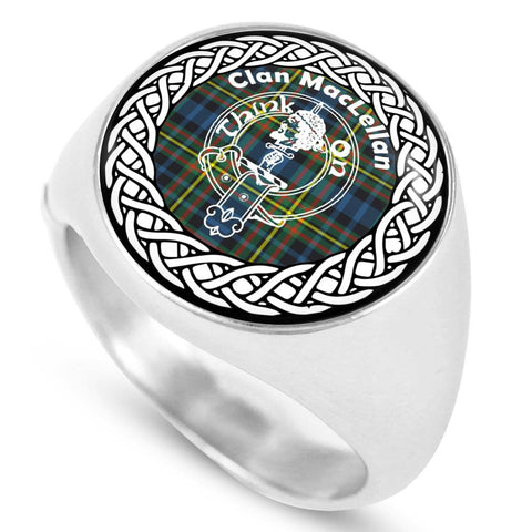 Image of MacLellan Crest Clan Tartan Ring Scottish