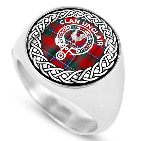 Image of Sinclair Crest Clan Tartan Ring Scottish