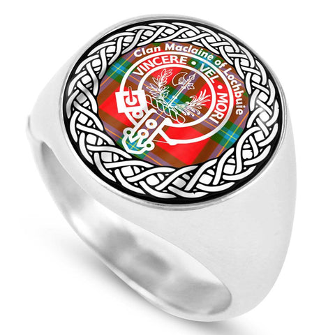 Image of Maclaine Of Lochbuie Crest Clan Tartan Ring Scottish