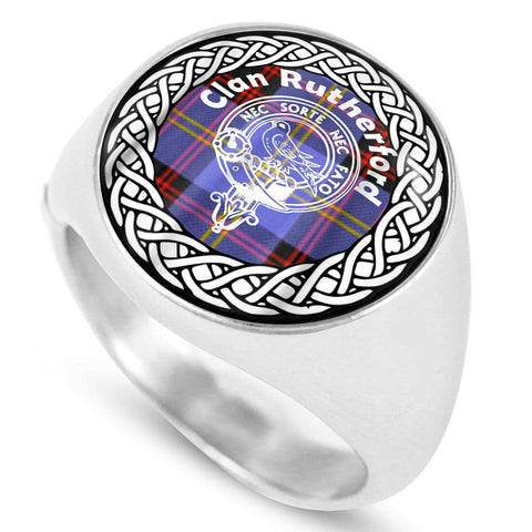 Image of Rutherford Crest Clan Tartan Ring Scottish