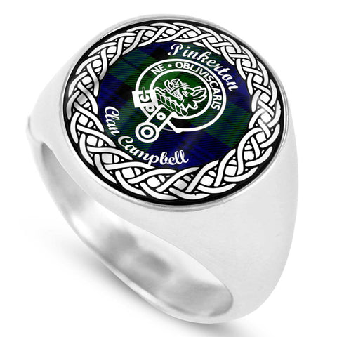 Image of Pinkerton Crest Clan Tartan Ring Scottish