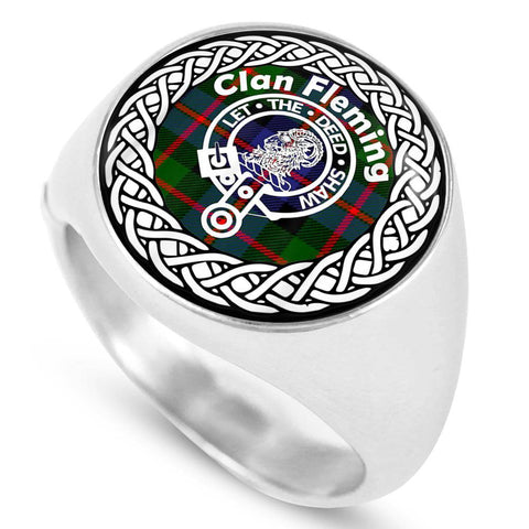Image of Fleming Crest Clan Tartan Ring Scottish