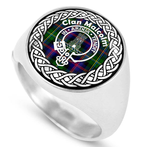 Image of Malcolm Crest Clan Tartan Ring Scottish