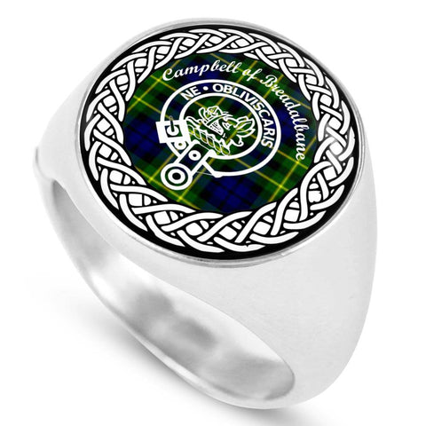 Image of Campbell Of Breadalbane Crest Clan Tartan Ring Scottish