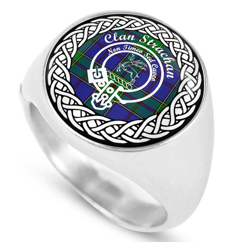 Image of Strachan Crest Clan Tartan Ring Scottish