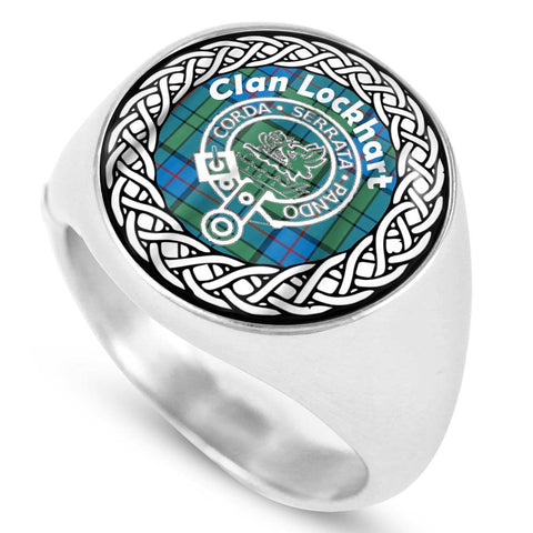 Image of Lockhart Crest Clan Tartan Ring Scottish