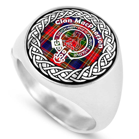 Image of MacPherson Crest Clan Tartan Ring Scottish