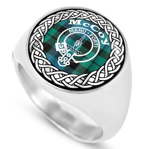 Image of McCoy Crest Clan Tartan Ring Scottish